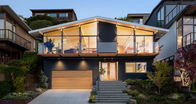 twin peaks clarendon heights san francisco mid century eichler modern sustainable remodel exterior illuminated copy 768x408