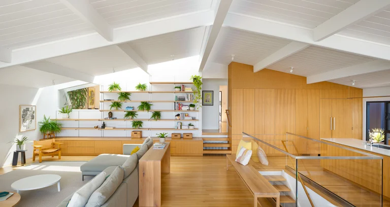 twin peaks clarendon heights san francisco mid century eichler modern sustainable remodel shelving wall copy 768x408